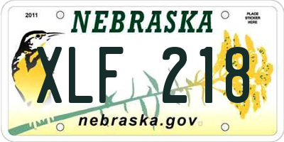 NE license plate XLF218