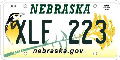 NE license plate XLF223