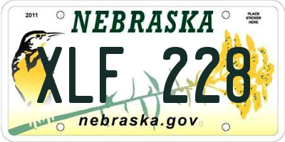 NE license plate XLF228