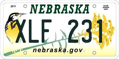 NE license plate XLF231