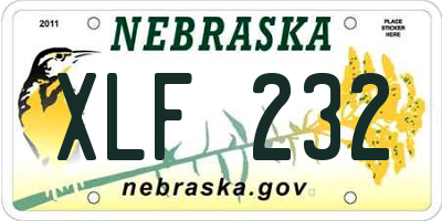 NE license plate XLF232