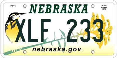 NE license plate XLF233
