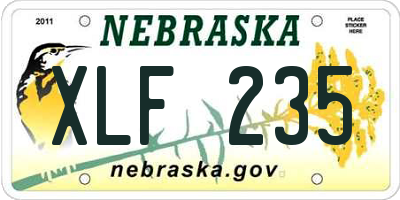 NE license plate XLF235