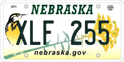 NE license plate XLF255