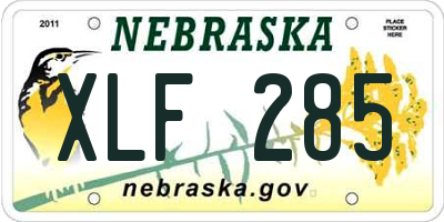NE license plate XLF285