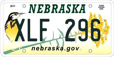 NE license plate XLF296