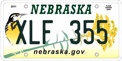 NE license plate XLF355