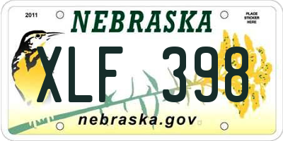 NE license plate XLF398