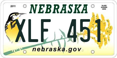 NE license plate XLF451
