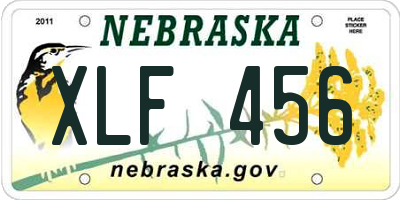 NE license plate XLF456