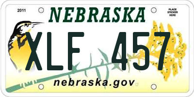 NE license plate XLF457