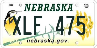 NE license plate XLF475