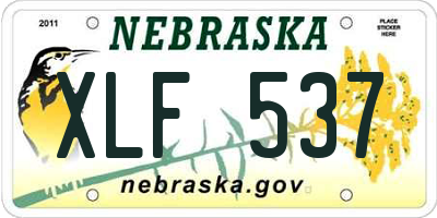 NE license plate XLF537