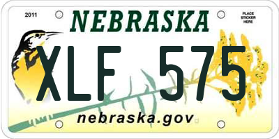 NE license plate XLF575