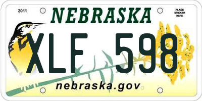 NE license plate XLF598