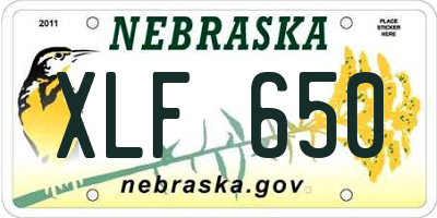 NE license plate XLF650