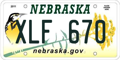 NE license plate XLF670