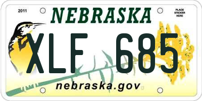 NE license plate XLF685
