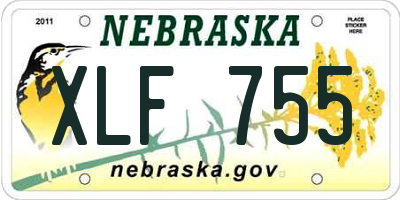 NE license plate XLF755
