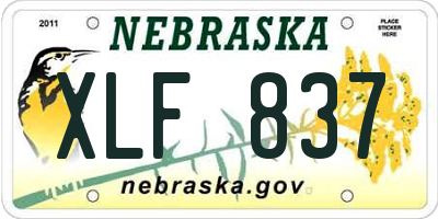 NE license plate XLF837