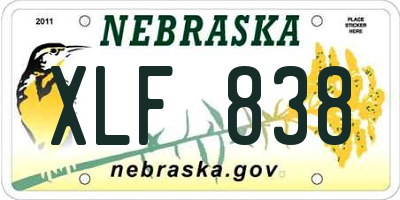 NE license plate XLF838