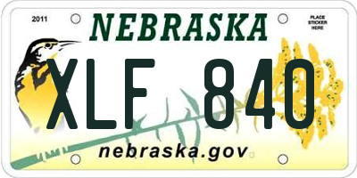 NE license plate XLF840
