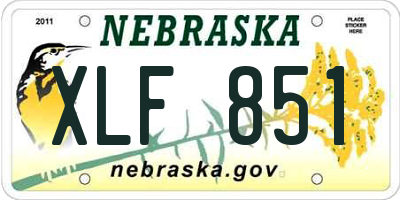 NE license plate XLF851