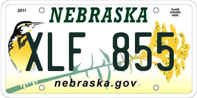 NE license plate XLF855