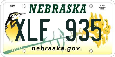 NE license plate XLF935