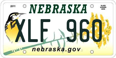 NE license plate XLF960