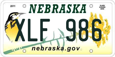 NE license plate XLF986