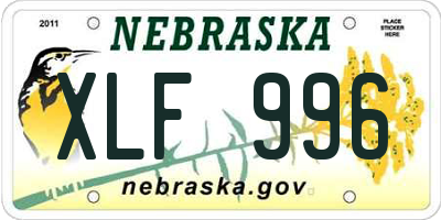 NE license plate XLF996