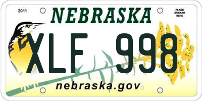 NE license plate XLF998