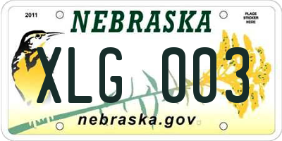 NE license plate XLG003