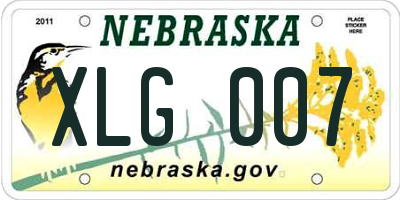 NE license plate XLG007