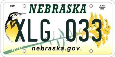 NE license plate XLG033
