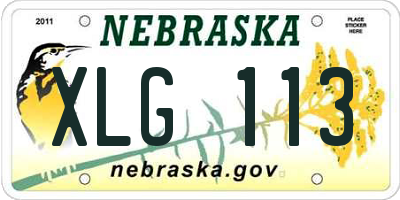 NE license plate XLG113