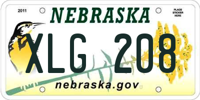 NE license plate XLG208