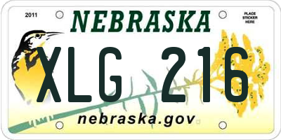 NE license plate XLG216