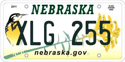 NE license plate XLG255