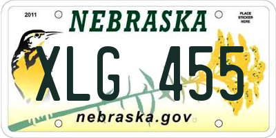 NE license plate XLG455
