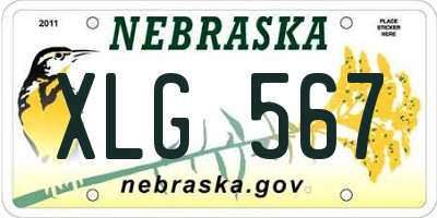 NE license plate XLG567