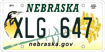 NE license plate XLG647