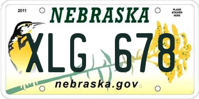NE license plate XLG678
