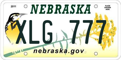 NE license plate XLG777