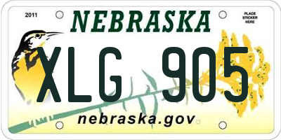 NE license plate XLG905