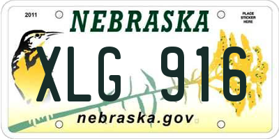 NE license plate XLG916
