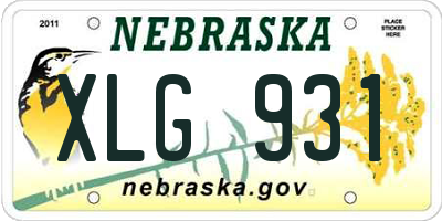 NE license plate XLG931