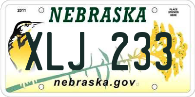 NE license plate XLJ233