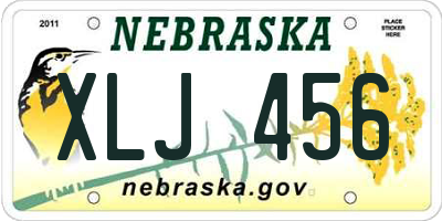 NE license plate XLJ456